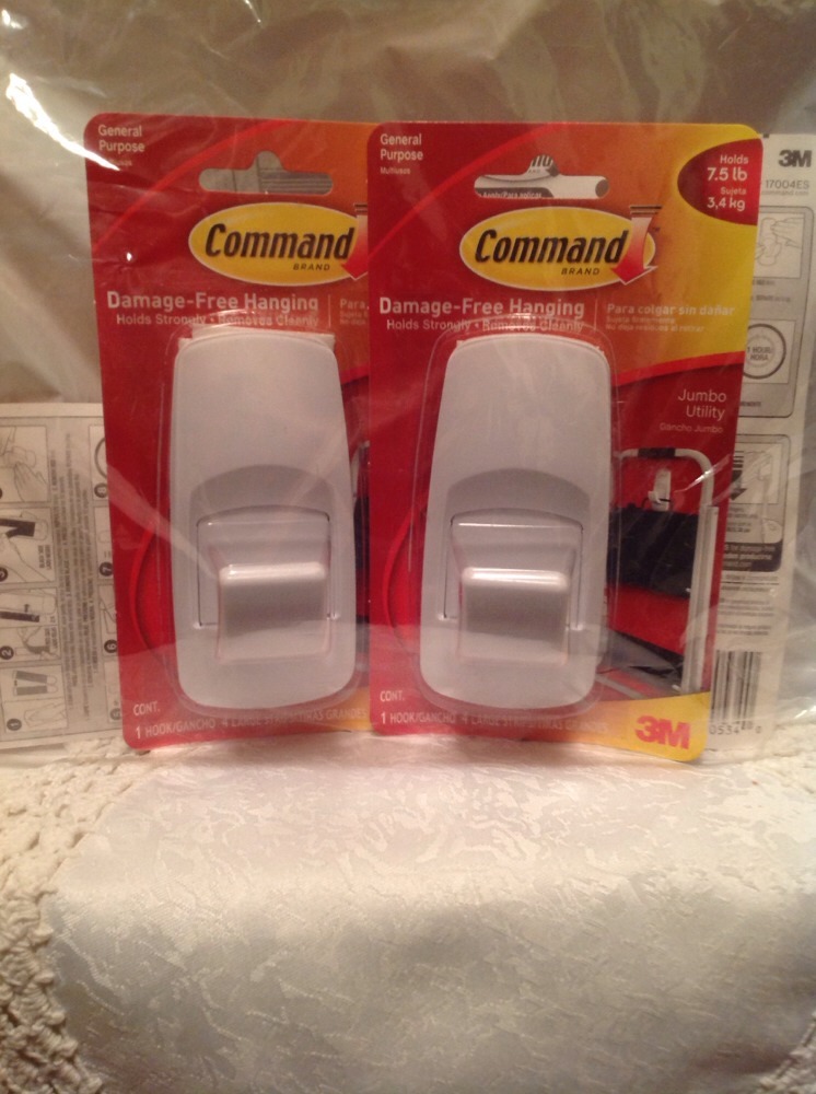 Command Jumbo Plastic Hook with Adhesive Strips, 4-Hooks