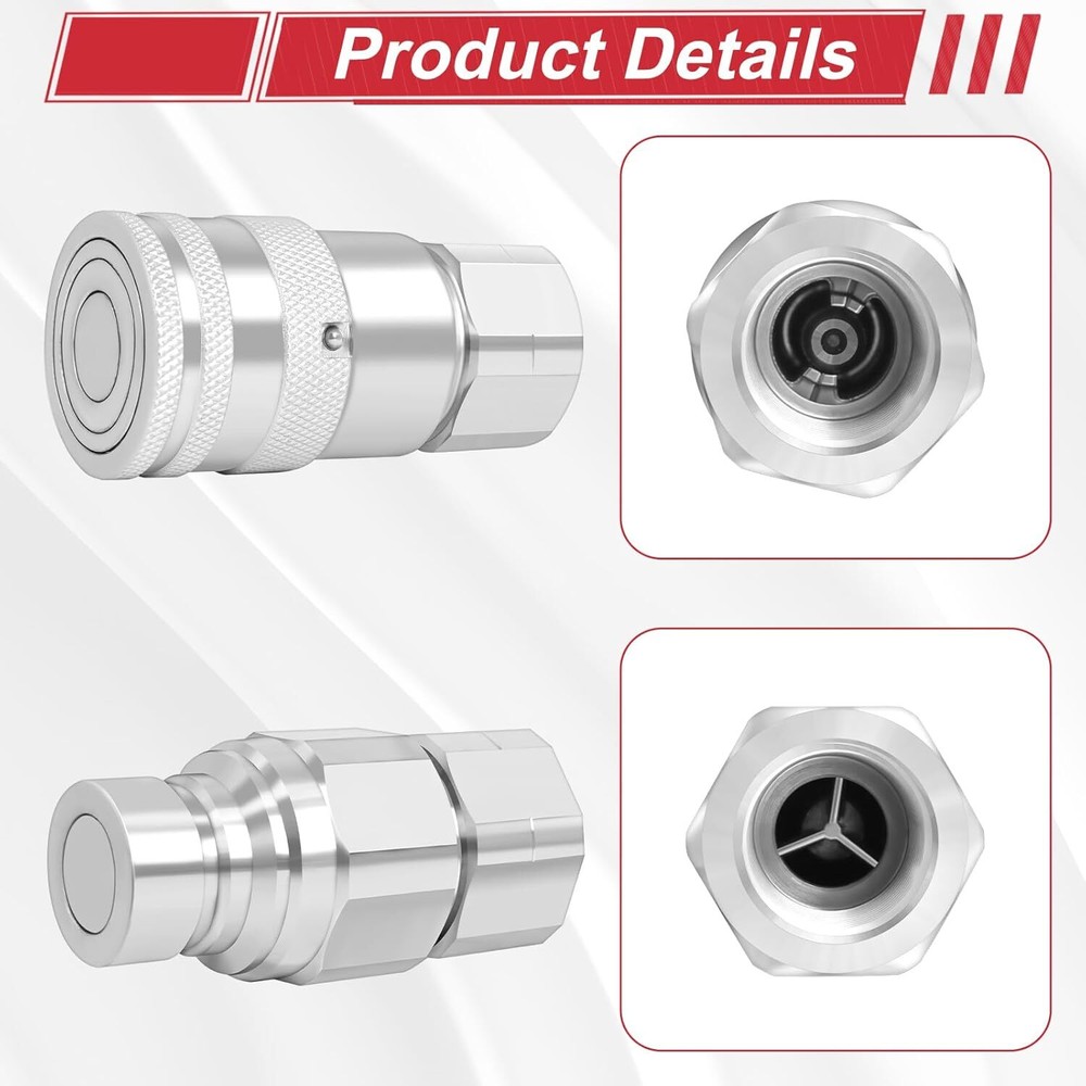 3/4" NPT Flat Face Hydraulic Quick Connect Coupler Skid Steer Bobcat 2 Sets