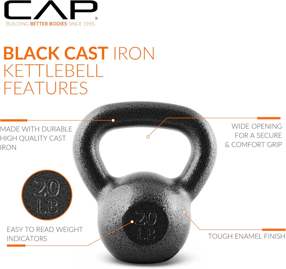 Cast Iron Kettlebell - Coated Options, Singles and Sets, Multiple Weights