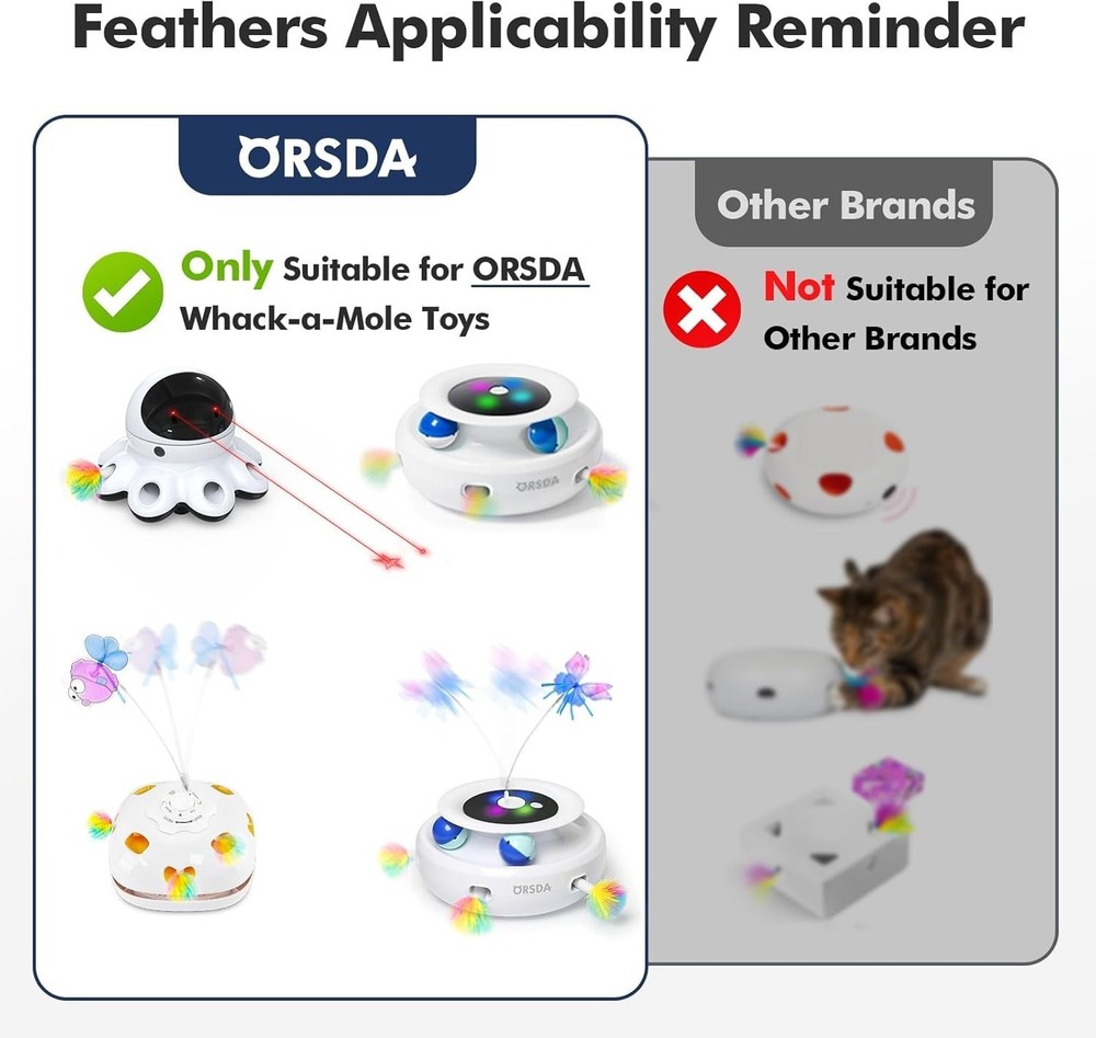 6PCS Feathers Replacement ONLY Interactive Cat Toys