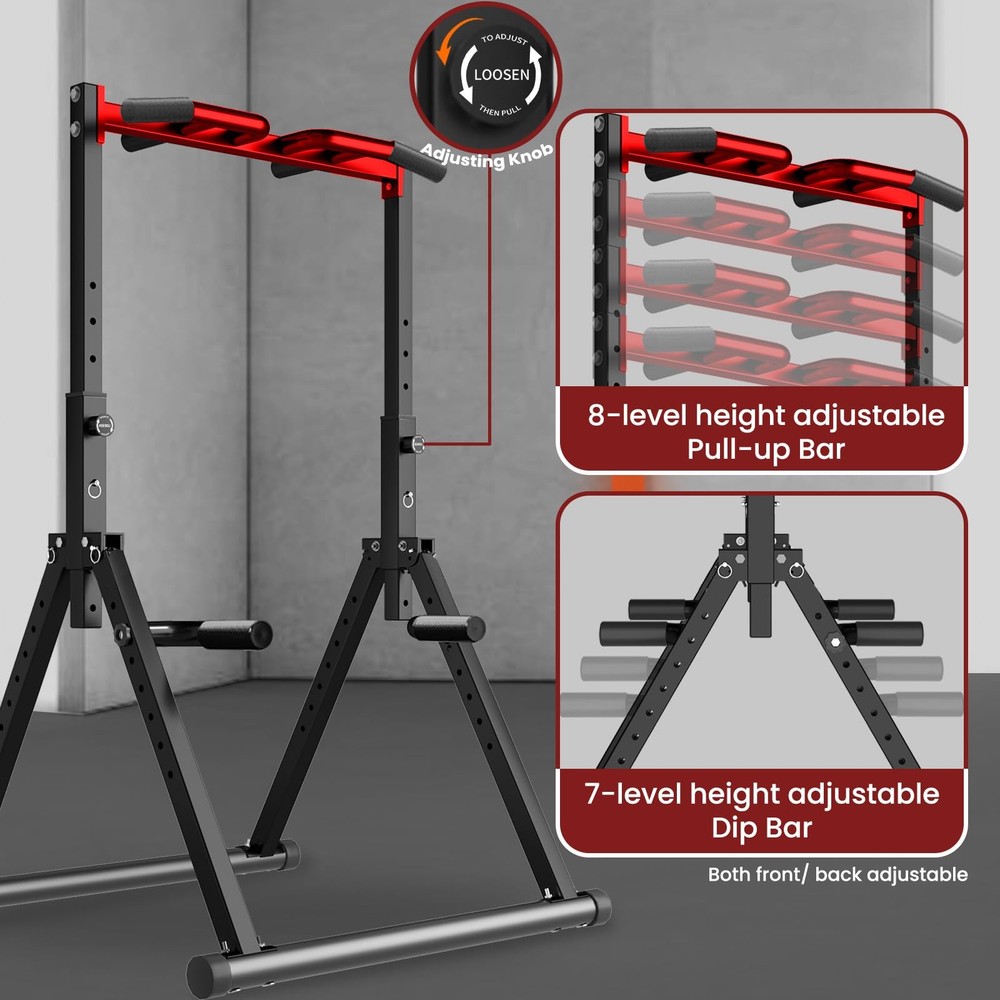 Power Tower Pull Up Dip Station Pull Up Bar Adjustable, Multifunction Home Gy...