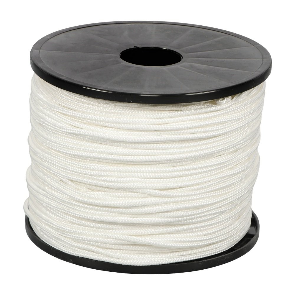 1/8" × 500' White Nylon Rope Sturdy Spool Solid Braid Rope Abrasion Resistance