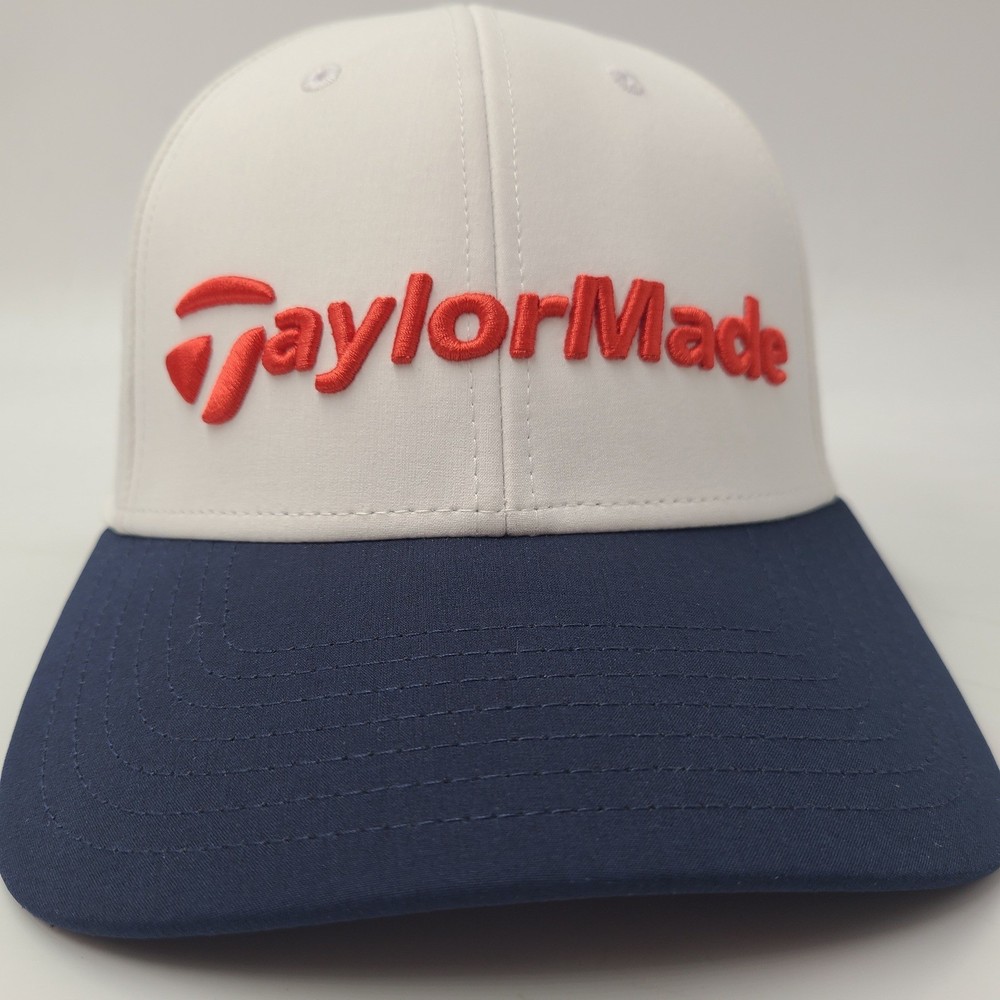 TaylorMade Hat Adjustable White Blue Red Golf Performance Polyester Casual Men