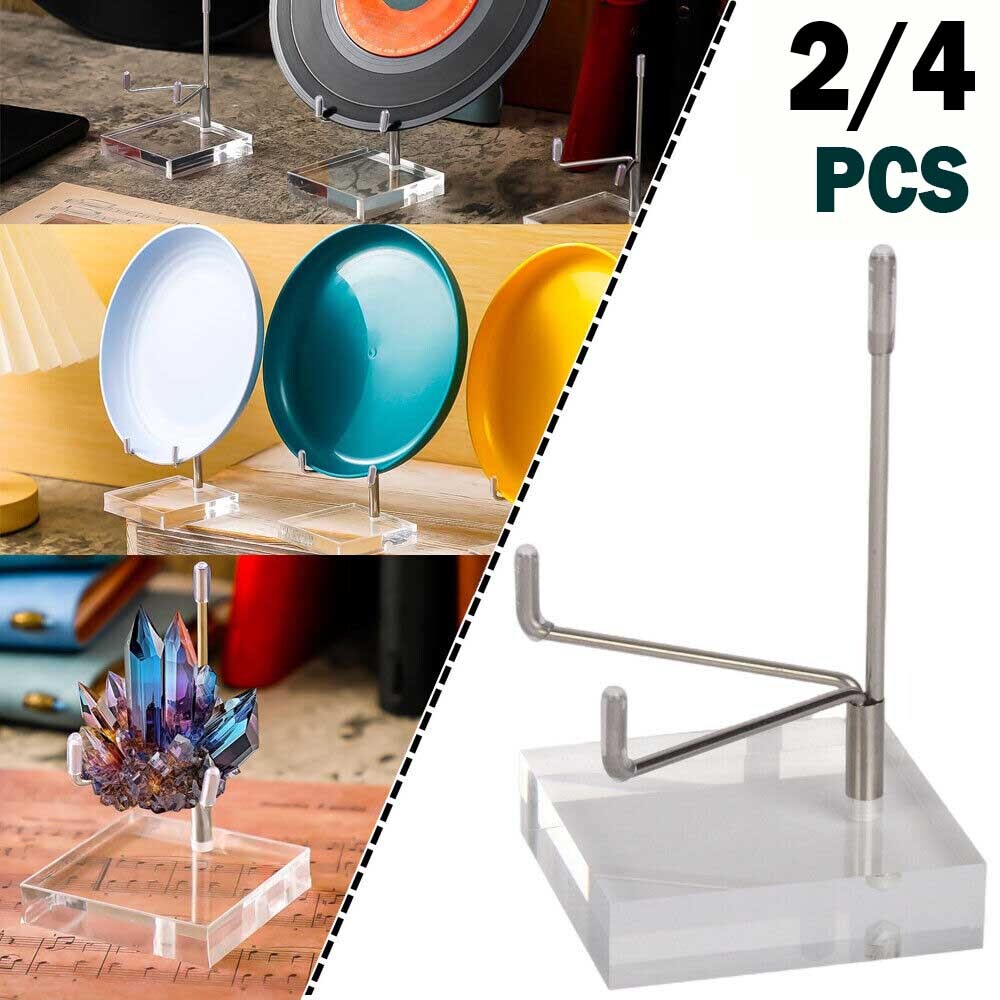 2/4Pack Square Arm Mineral Display Stand Acrylic Support Base Geode Specimens