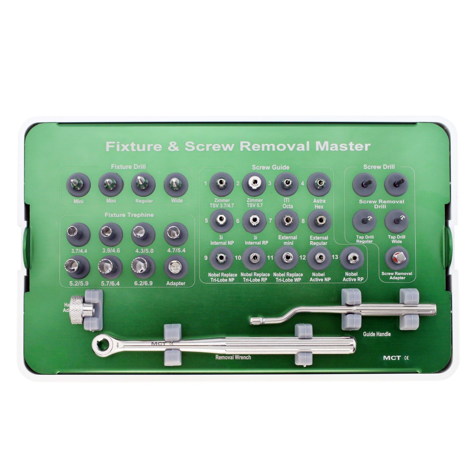 MCT Implant Fixture & Screw Removal Master Kit FSRK-02 Reverse Drill Universal