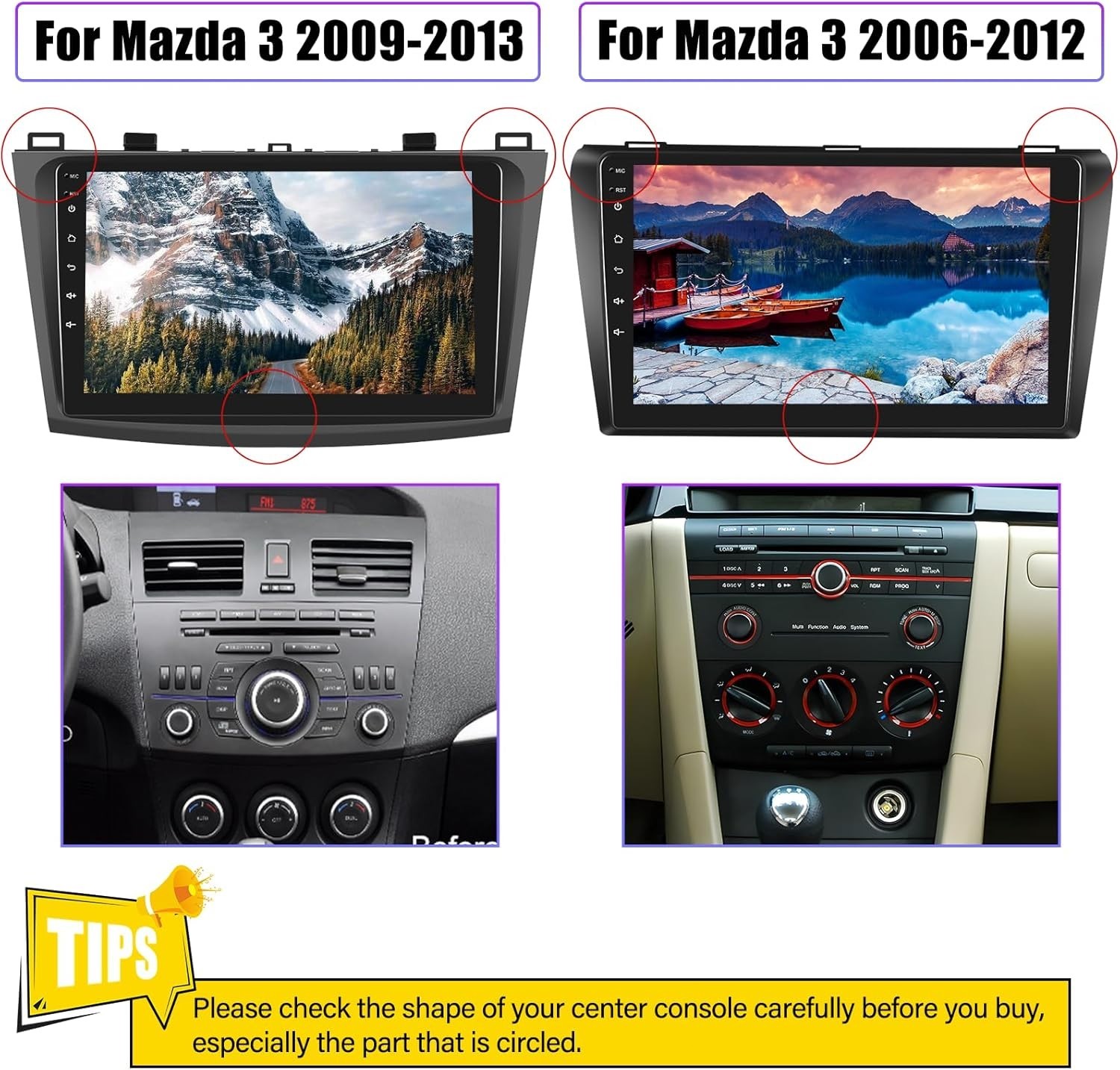 For Mazda 3 2010-2013 10" Android 14 Car Stereo Radio GPS Navi CarPlay BT FM+Cam