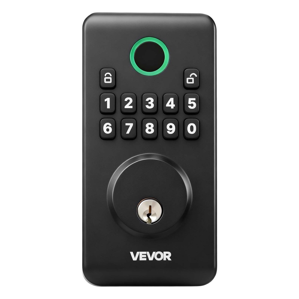 Matte Black Keyless Deadbolt: 100 Codes, Auto Lock, Backlit Keypad, IP55