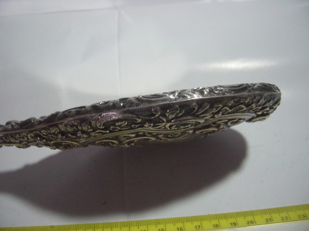 SPECTACULAR-SOLID SILVER - LARGE ELEGANT HAND HELD MIRROR-SUPERB DESIGN