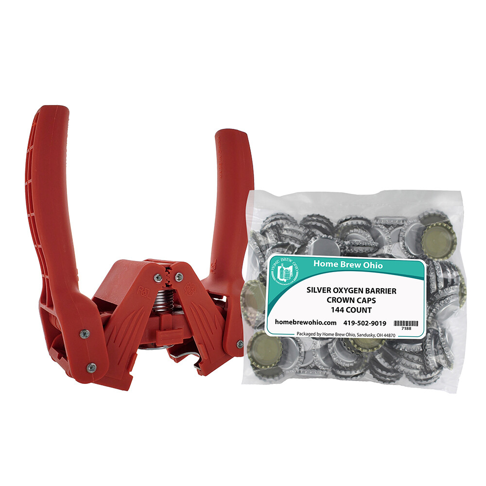 The Red Beauty Bottle Capper With Silver Oxygen Barrier Crown Caps-144 Count