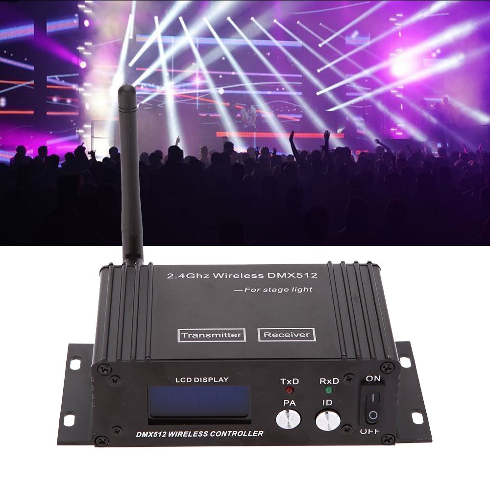 DMX512 Controller 2.4G Wireless Controller Transmitter Receiver LCD Display Powe