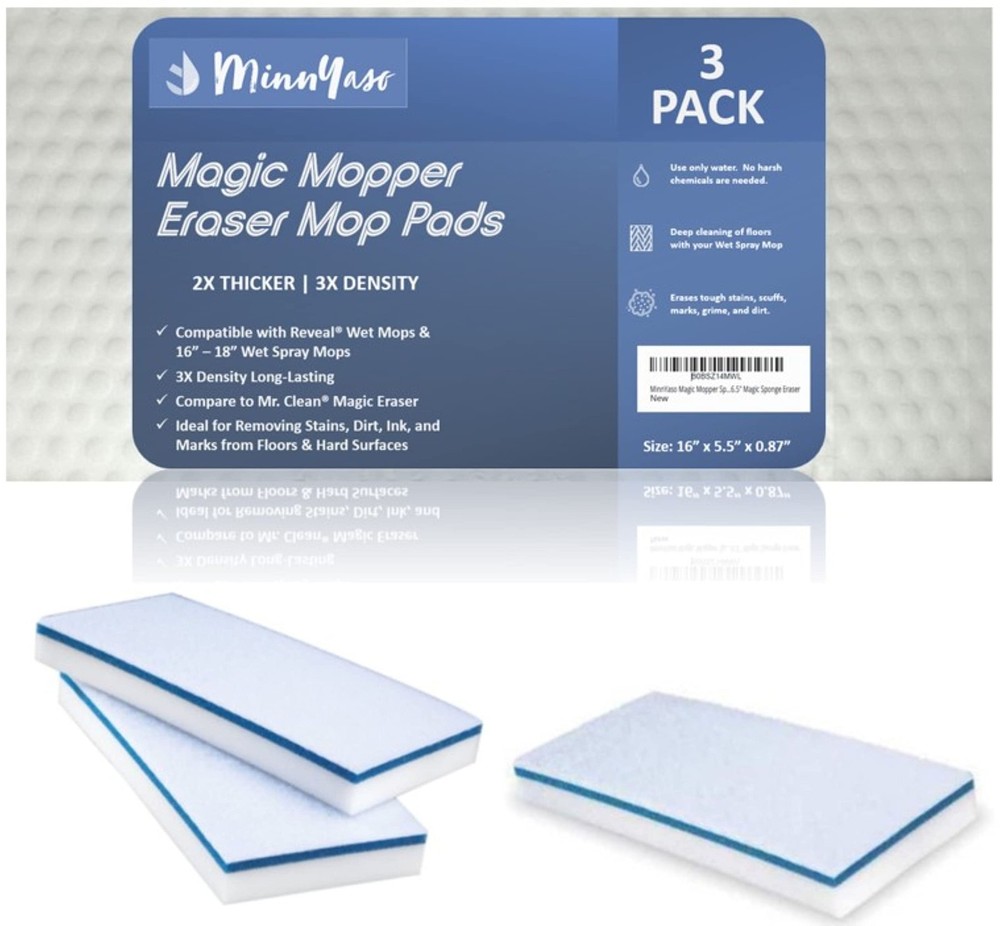 MinnYaso Magic Mopper Sponge Eraser Mop Pads