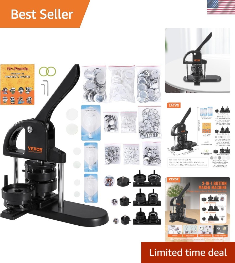 DIY Button Maker Machine - 300 Parts, User-Friendly Design & Panda Magic Book