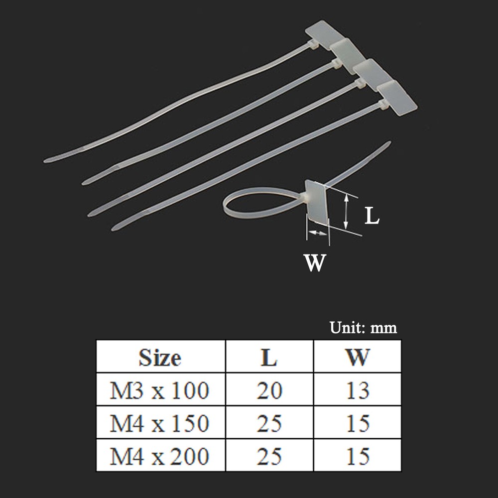 White Nylon Plastic Cable Ties Zip Tie Wraps Markable Self-Locking Various Size