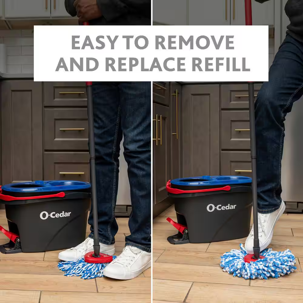 O-Cedar Easywring Rinseclean Microfiber Spin Mop & Bucket Floor Cleaning System,