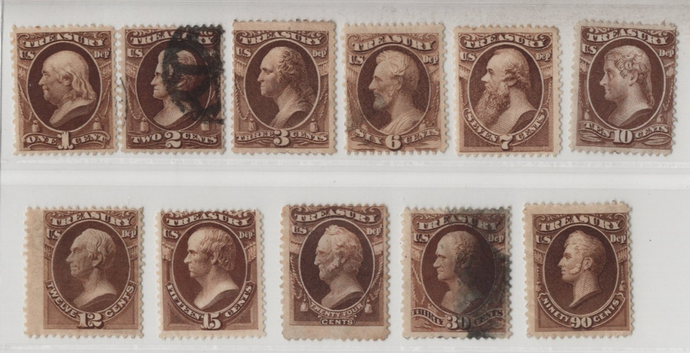 US 1873 OFFICIALS TREASURY SCOTT #O72-O92 COMPLETE SET