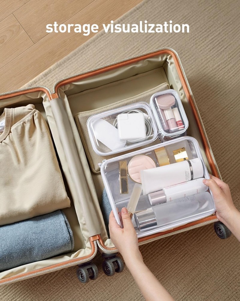 Zippered Pouch Hard, Clear Zippered Hard Pouch, Stackable Storage Bins, Porta...