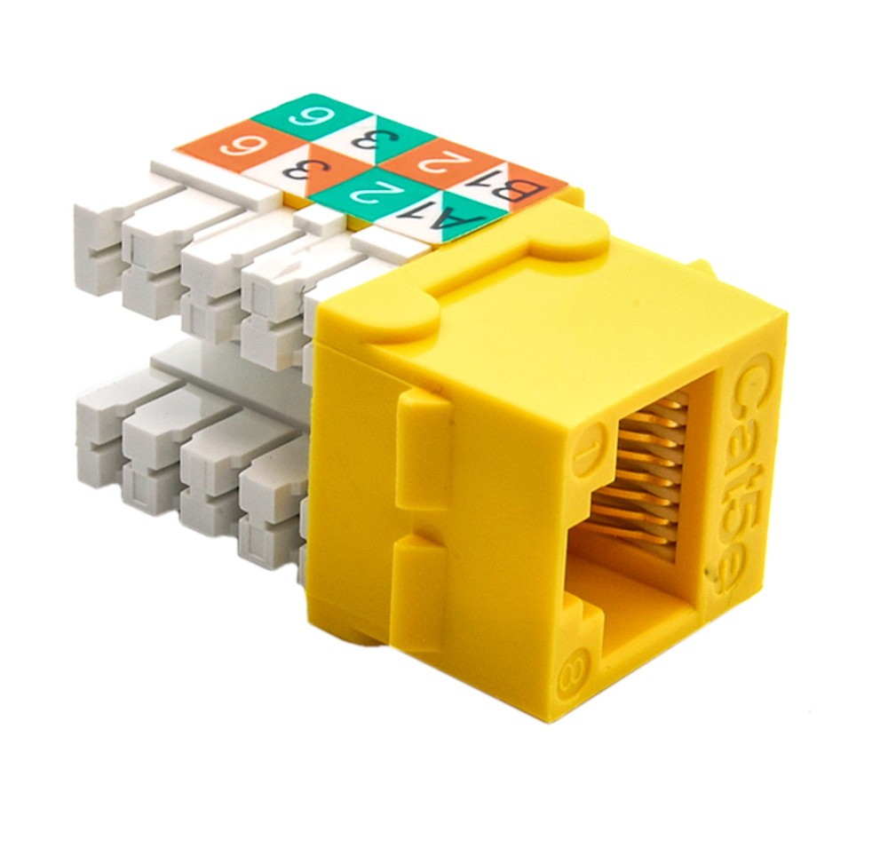 Keystone Jack Insert/Punch-down - Cat 5E RJ45 Networking  Yellow