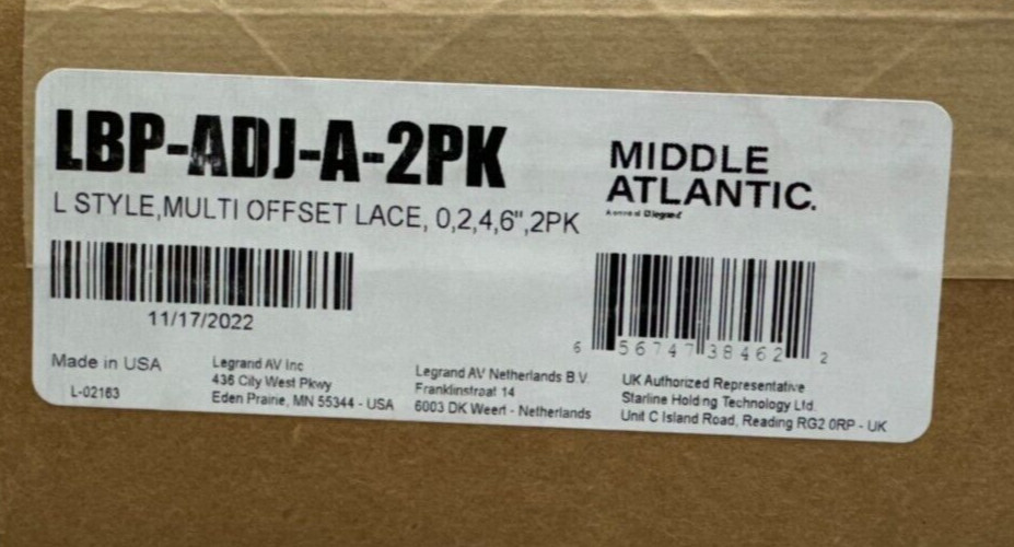 Middle Atlantic LBP-ADJ-A-2PK Adjustable Horizontal Lace - 2 pack