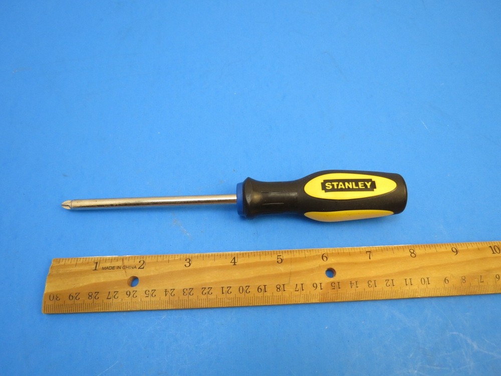 Stanley 8 Inch Philips Head Screwdriver Yellow Plastic Grip Handle