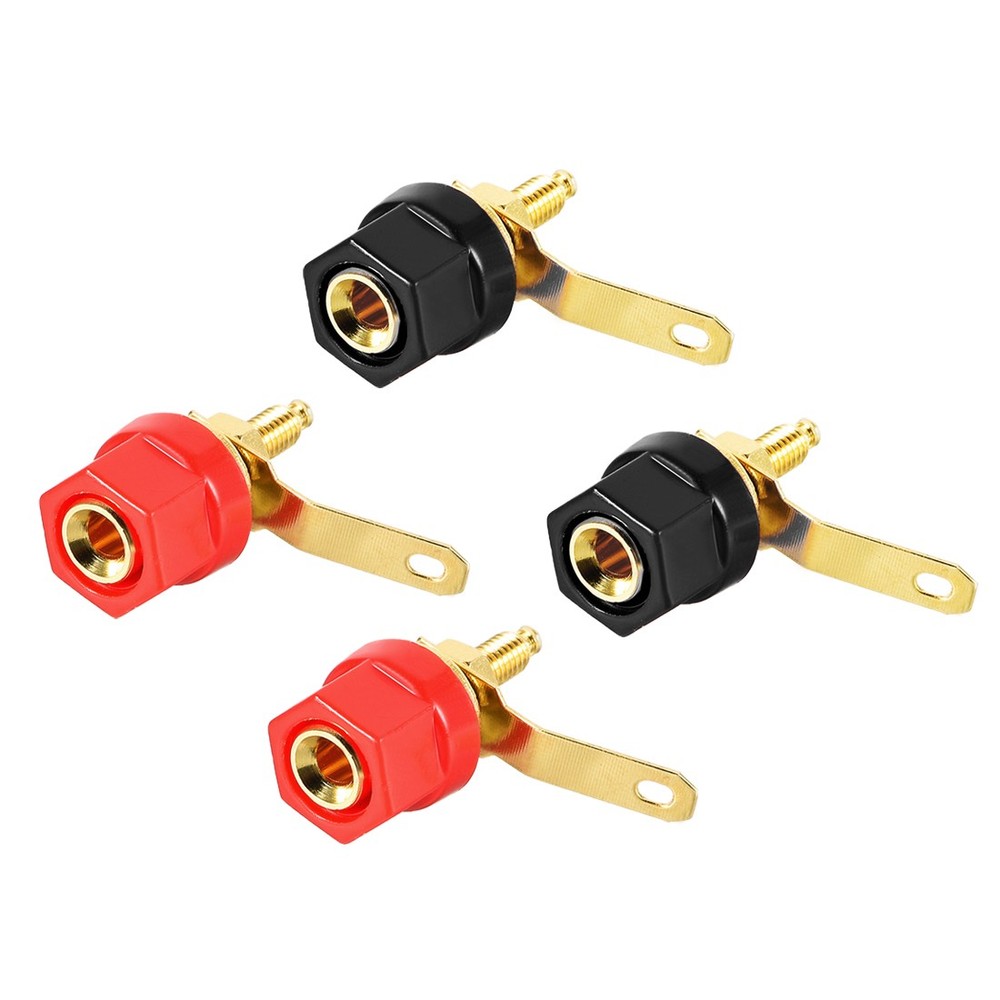 2 Pair Binding Post Terminal M4 Thread Power Amplifier Speaker Connector 1.14" L