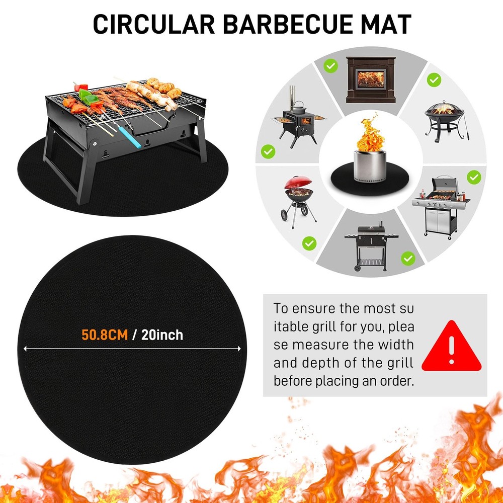 Firebubbles Premium Under BBQ Grill Round Mat Protects Deck/Patio Backyard US