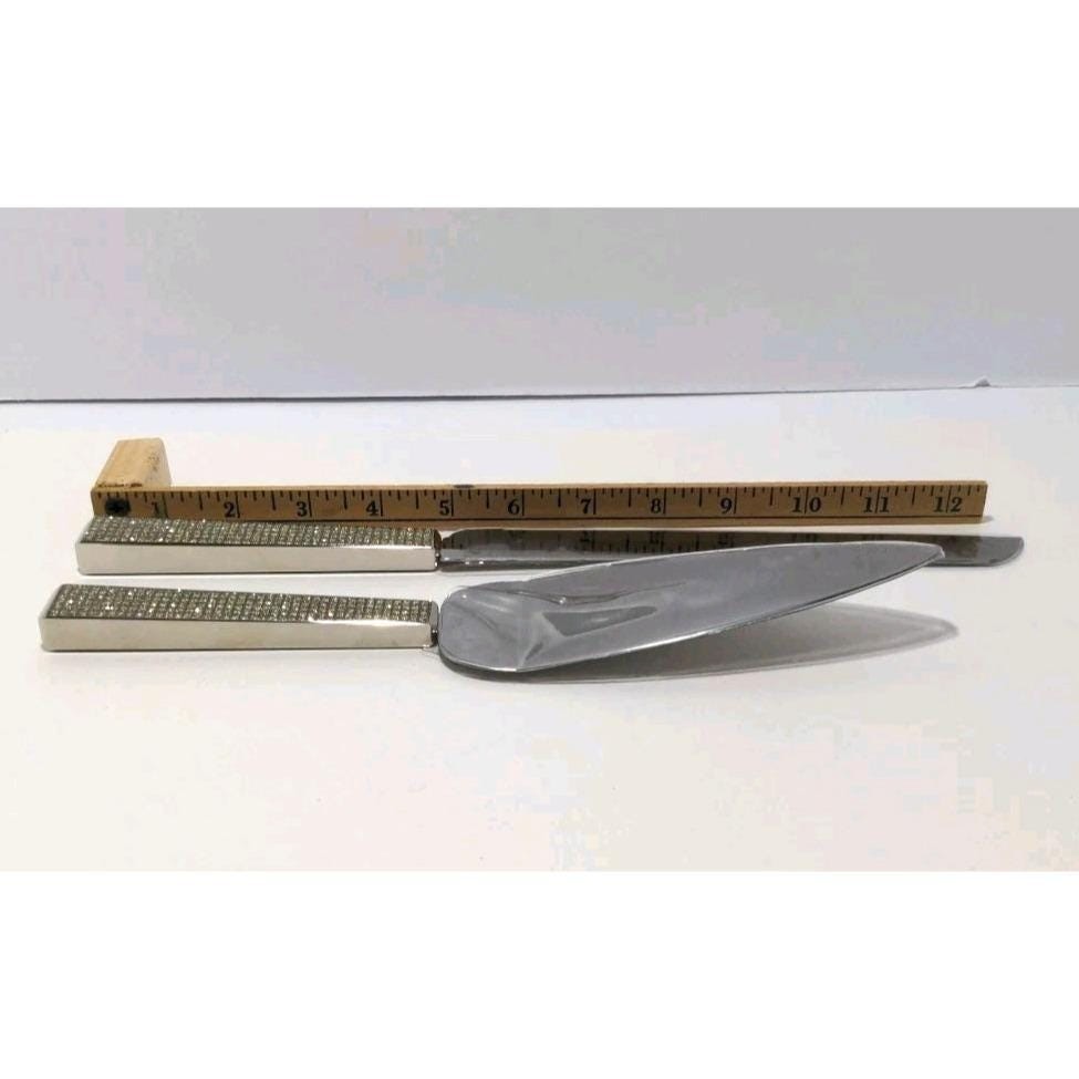 Glitter Diamond Wedding Cake Knife Server Set Rhinestone Handle