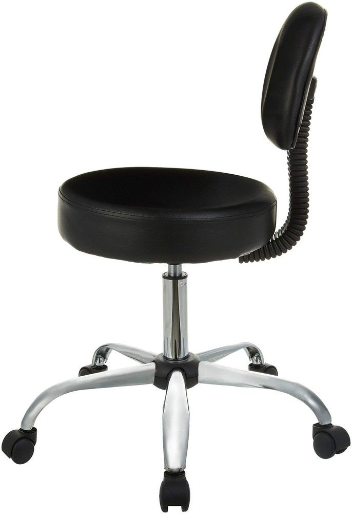 Amazon Basics Drafting Spa Bar Stool w/ Back Support & Wheels - Black