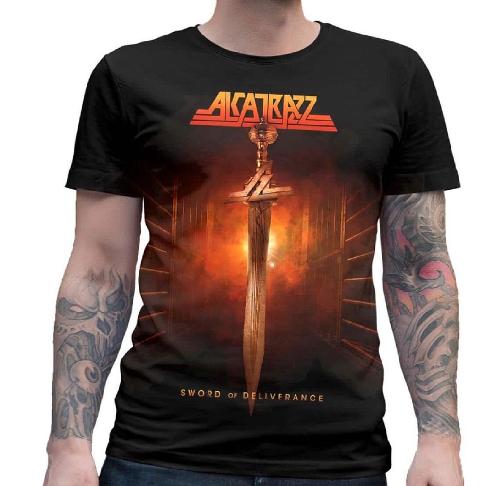 ALCATRAZZ Sword of Deliverance MENS T-SHIRT - SIZE XL - HARD ROCK BAND - RARE