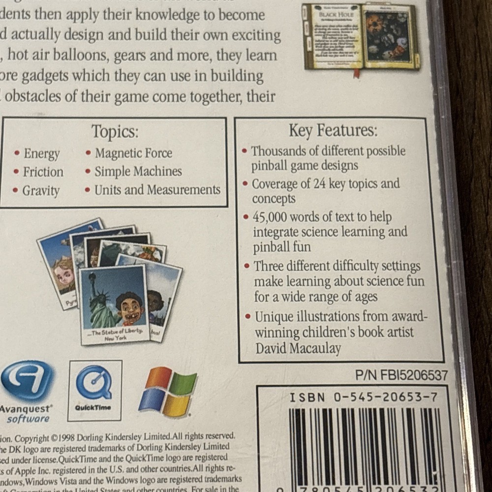 Dorlong Kindersley Pinball Science Scholastic Interactive Software Sealed