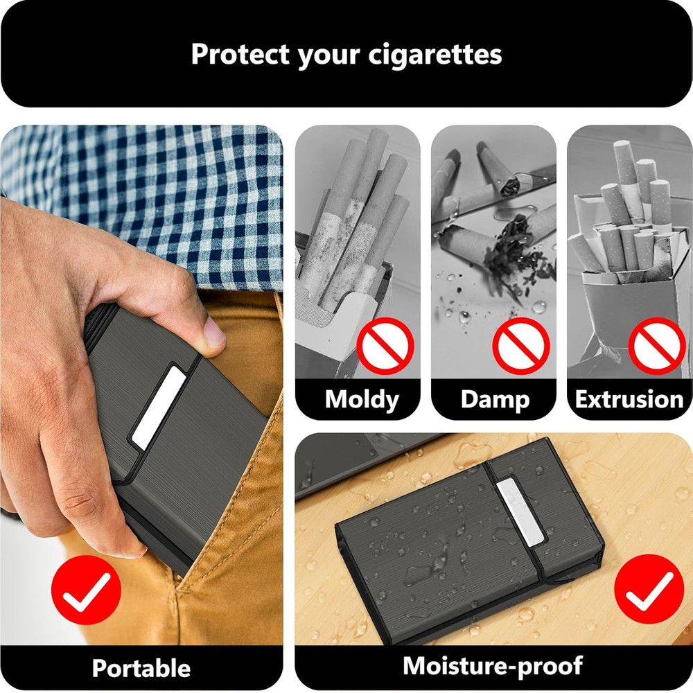 Cigarette Case with Lighter (2 Pack), King Size 100S Magnetic Switch 20 Capacity