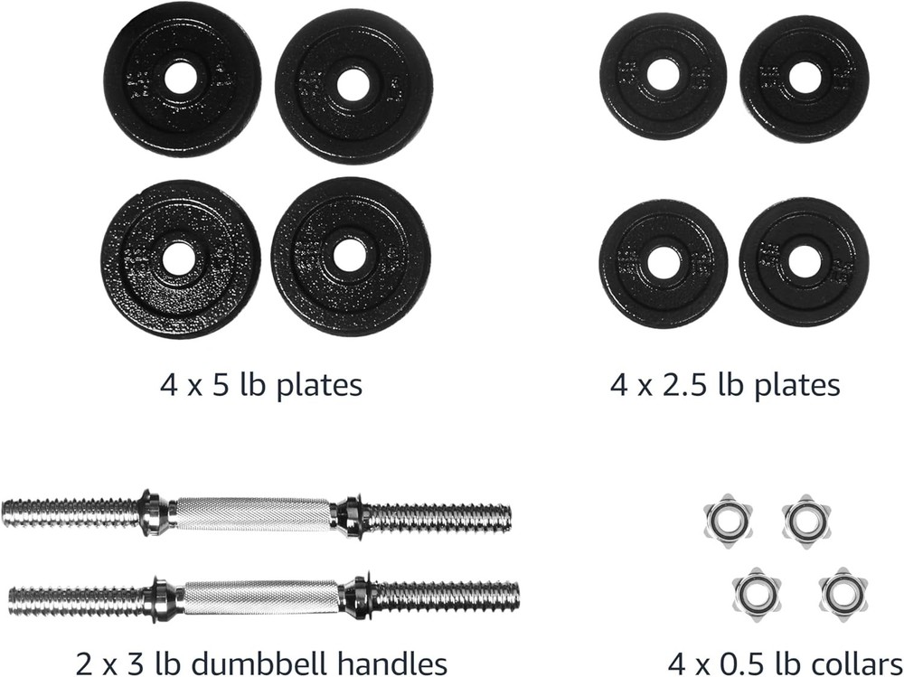 Compact Adjustable Dumbbell Set 38LB – Handles, Plates & Carry Case