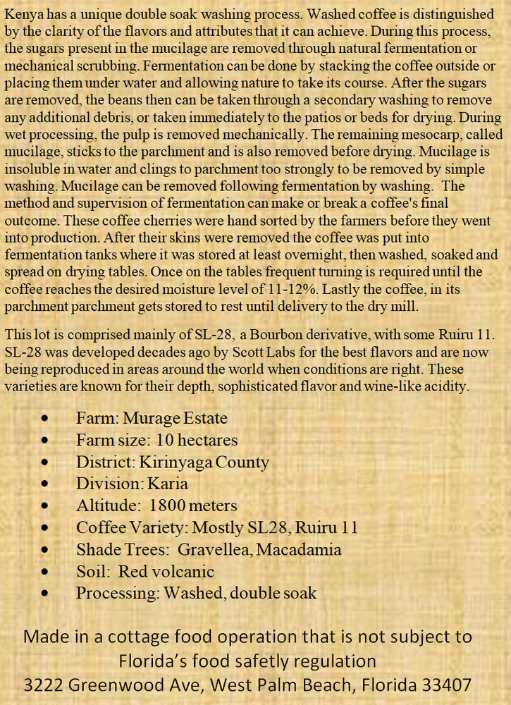 Roasted on Demand Coffee: Kenya AA Murage