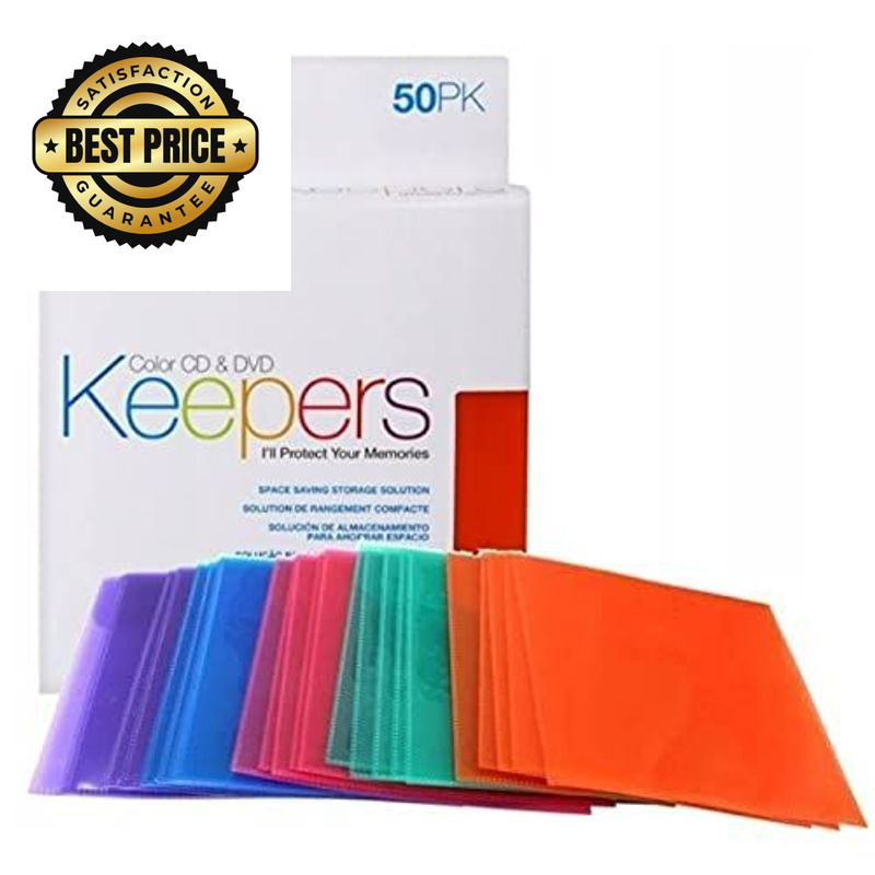 Memorex CD/DVD Keepers - Plastic Sleeves - 50 Pack Multi-colored