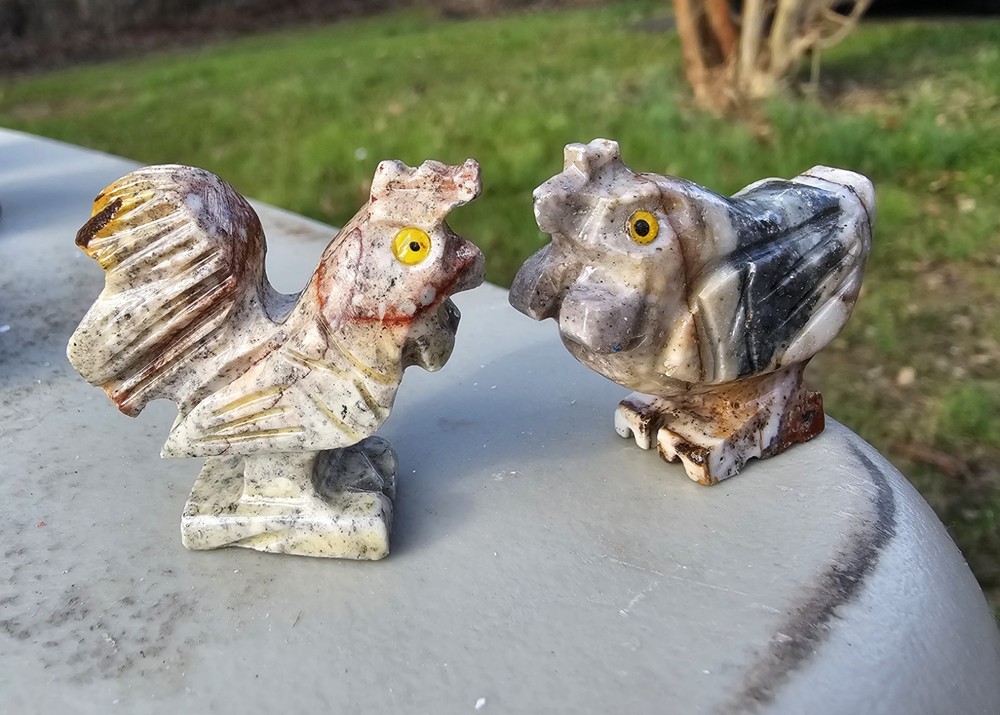Chickens, Rooster & Hen Agate Stone- Small