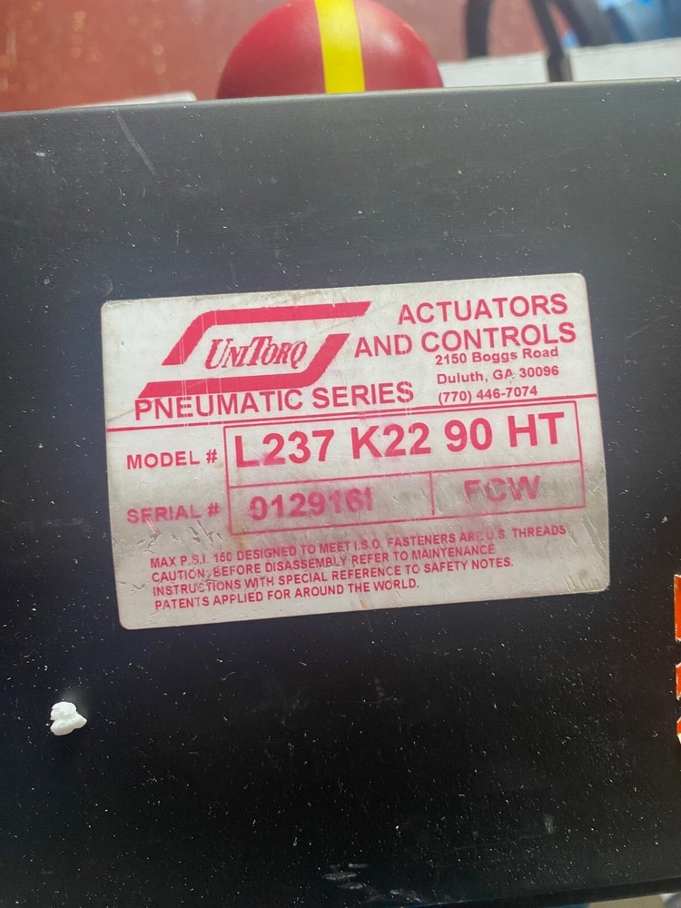 UNITORQ 1237 K2290HT with valve PNEUMATIC ACTUATOR AND CONTROLS