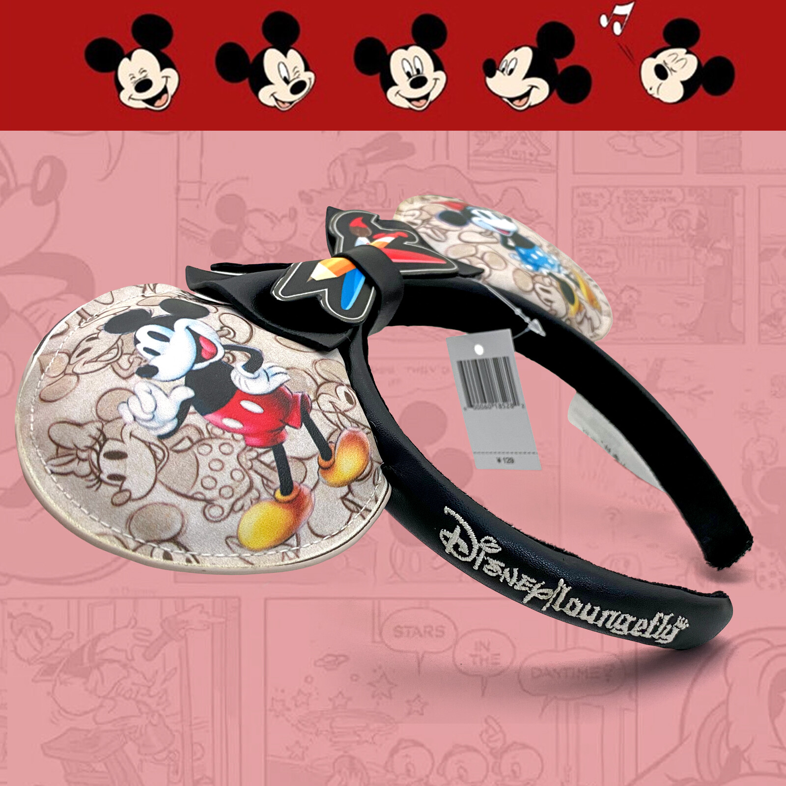 Disney Parks Mickey Minnie 100th Anniversary Sketchbook Ears Loungefly Headband