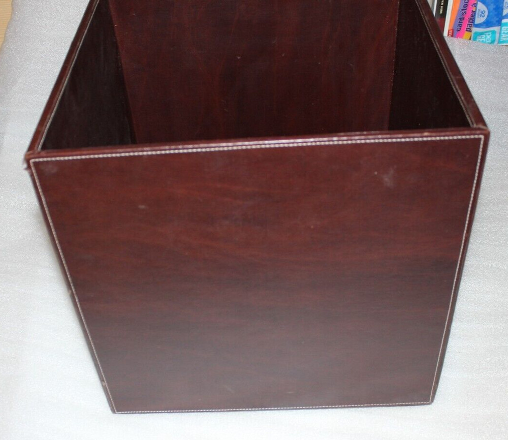 Decorative Brown Leather Storage Box/Cube 14"x14"x14" Preowned
