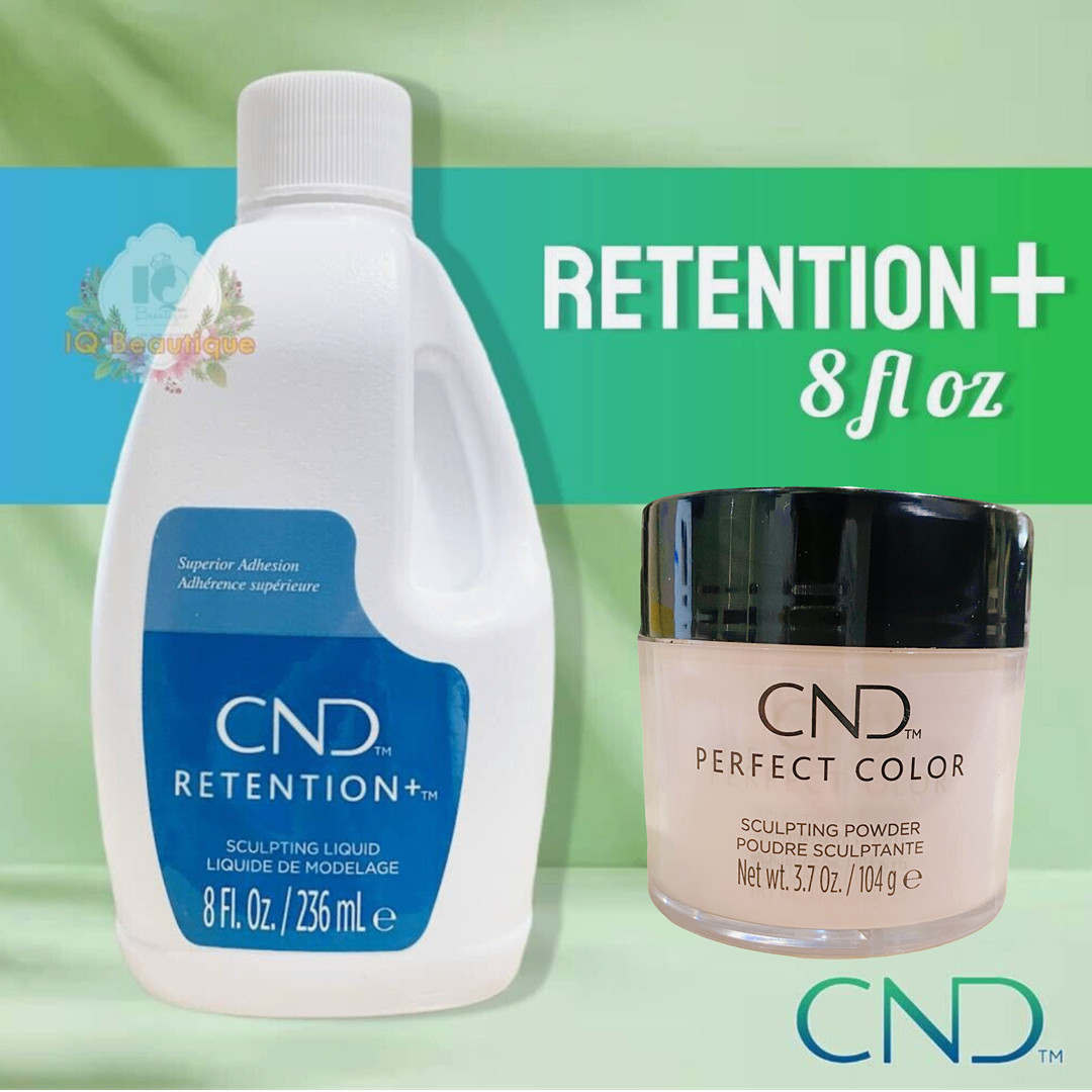 Creative CND Nail RETENTION+ Plus Liquid Monomer 8 oz + Warm Pink Powder 3.7 oz