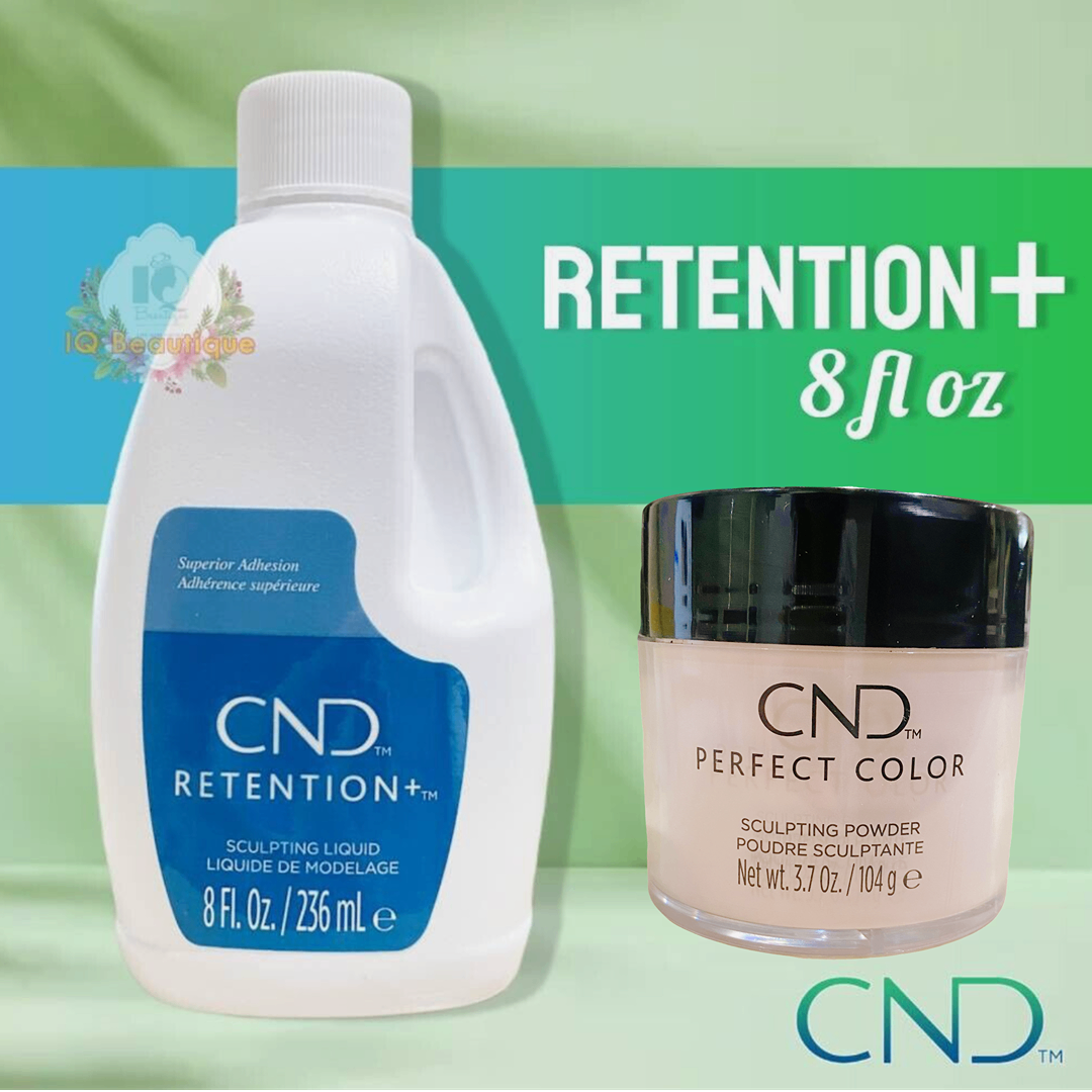 Creative CND Nail RETENTION+ Plus Liquid Monomer 8 oz + Warm Pink Powder 3.7 oz