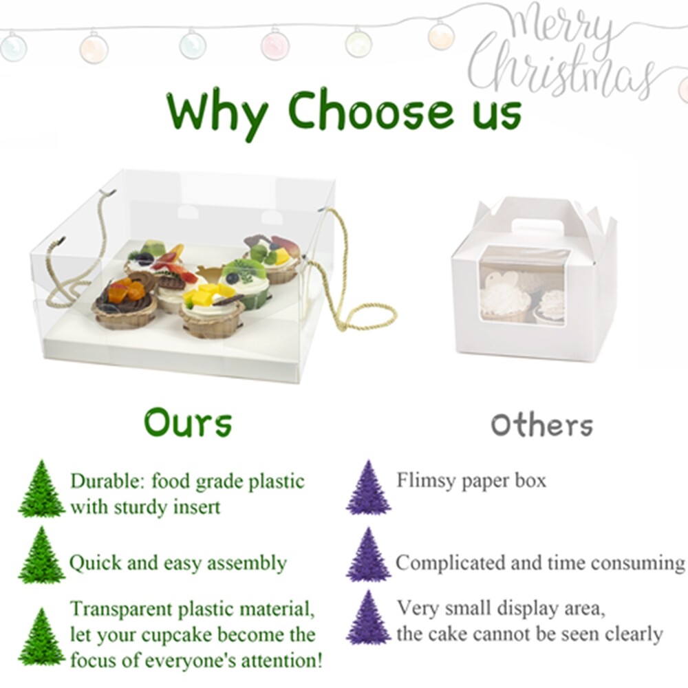2pc Cake Boxes with 7pcs Random Toppers ECO-FRIENDLY Cupcake Containers