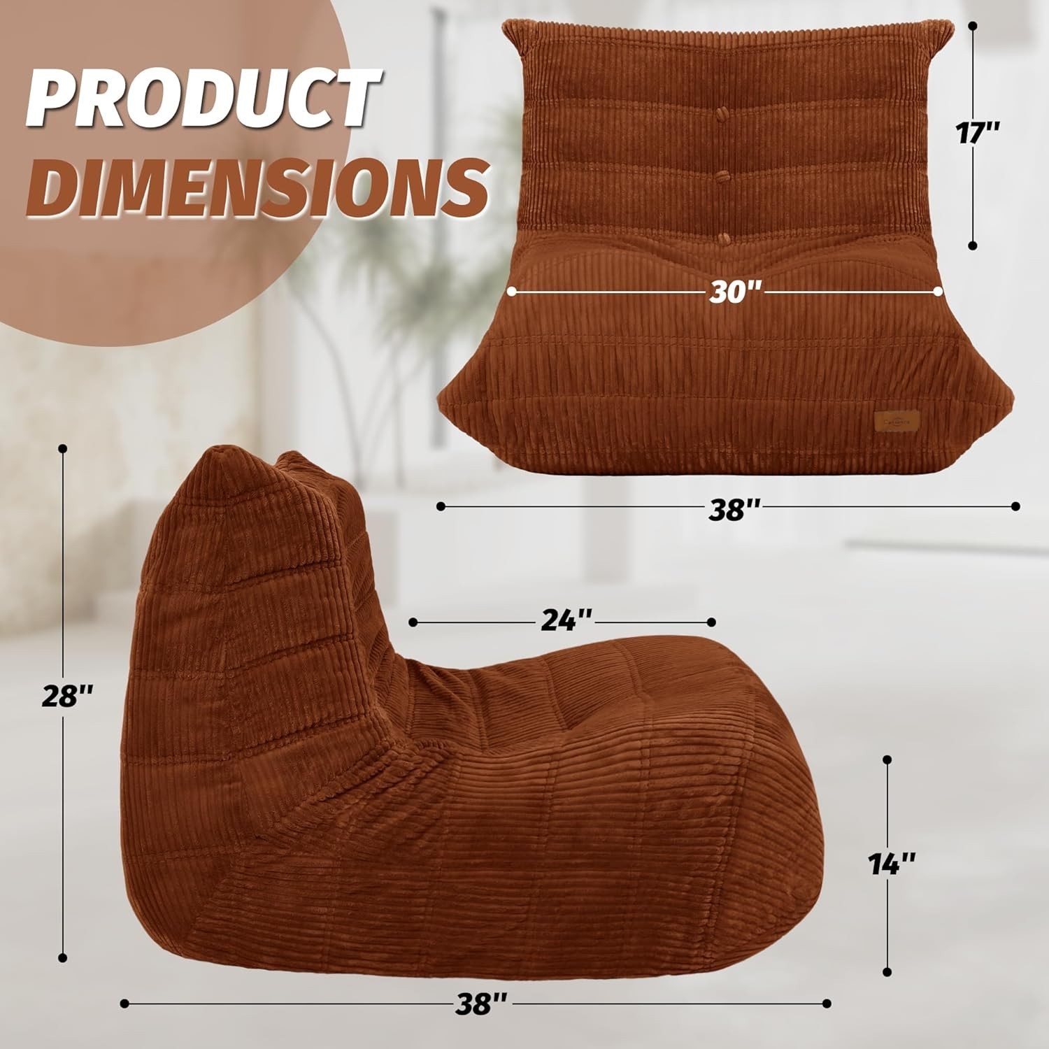 Soft & Durable Bean Bag Chair: High-Rebound Corduroy Sofa for Home Relaxation