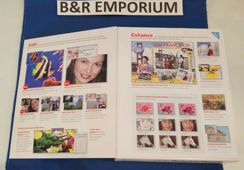 Adobe Photoshop Elements 4.0 (2005 Adobe Systems) - Used CD-ROM + 206-page book