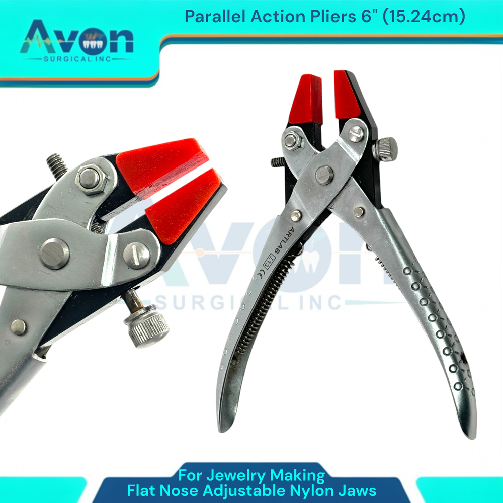 3 Pack - Parallel-Action Pliers with Nylon Jaws, Adjustable Nose, Chain Nose