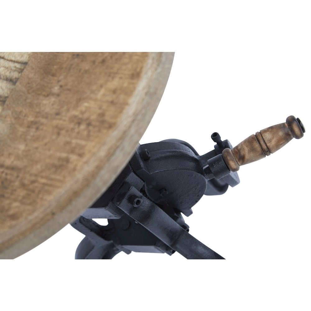 Global Archive Industrial Solid Wood and Iron Crank Table