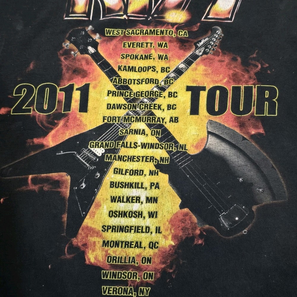 Kiss The Hottest Show On Earth 2011 Tour T-Shirt Size Large Black Rock