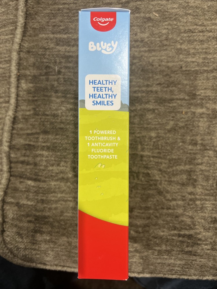 NEW Sealed COLGATE BLUEY Gift Pack Powered Toothbrush & Bubble Fruit Toothpaste