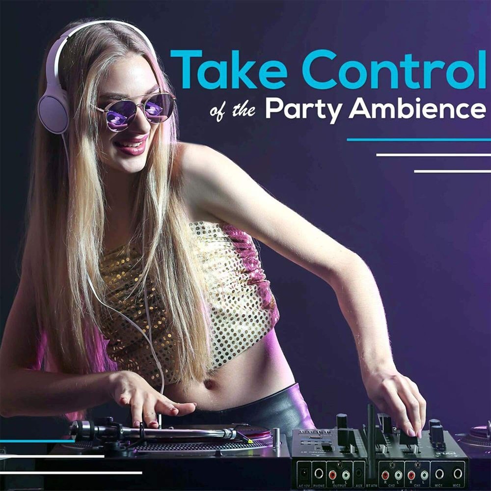 Pyle Wireless DJ Audio Mixer - 3 Channel Bluetooth Compatible DJ Controller S...