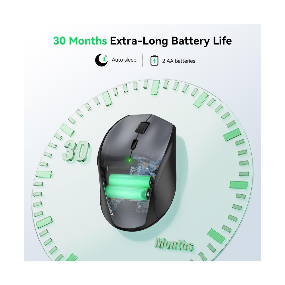 TECKNET Wireless Mouse, 2.4G USB Computer Mouse with 6-Level Adjustable 4800 ...