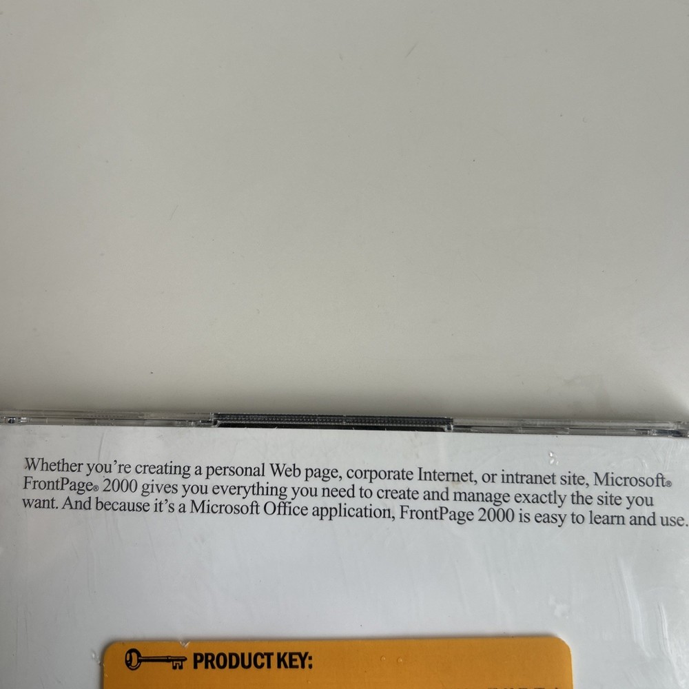 2000 Microsoft Front Page CD-Rom Software Full Version SR-1 w/ Product Key EUC