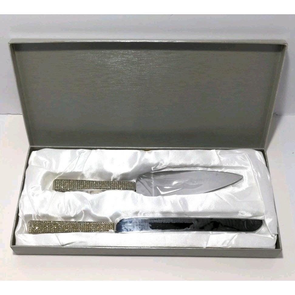Glitter Diamond Wedding Cake Knife Server Set Rhinestone Handle